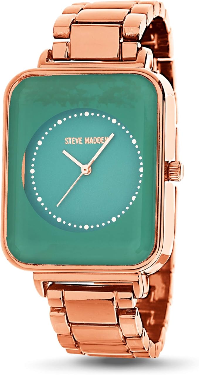 steve madden 矩形表盘金属链女式手表 (smw427)